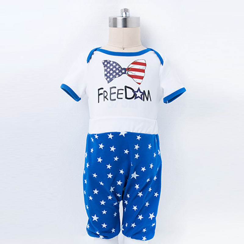 Factory customerized 4th of July cotton baby boys romper
