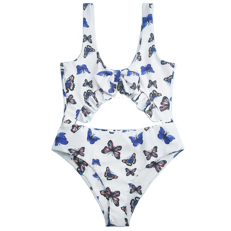 2021 korean trendy sexy cutout swimsuit butterfly hollow front tie bikini