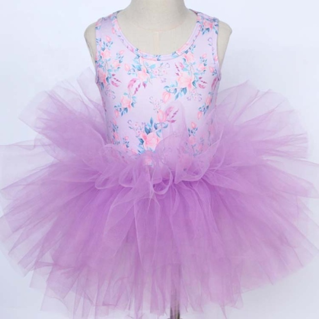 Factory Direct Sale Girl Floral Layered Princess Dresses Sleeveless 0-10 Years Baby Tutu Dress