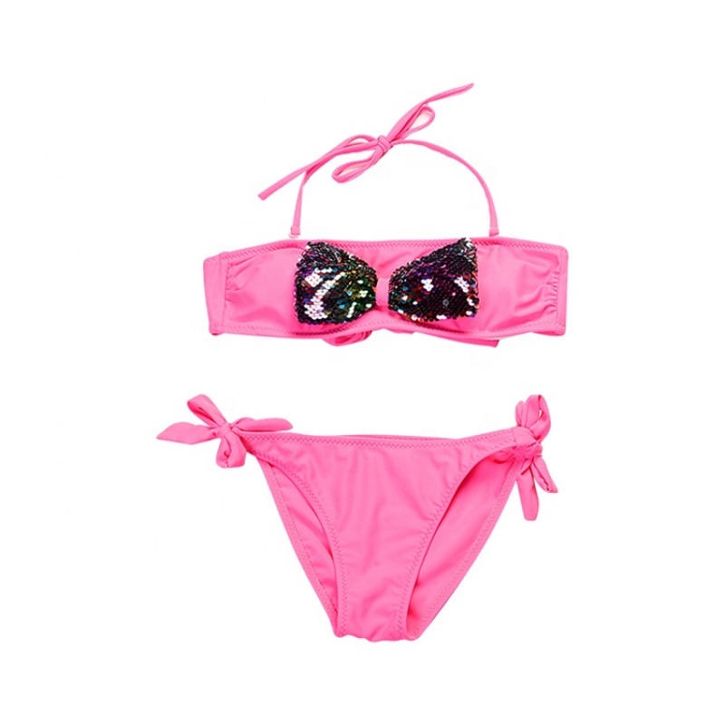 Bikini manufacture high quality little girls yellow pink dropshipping swimwear