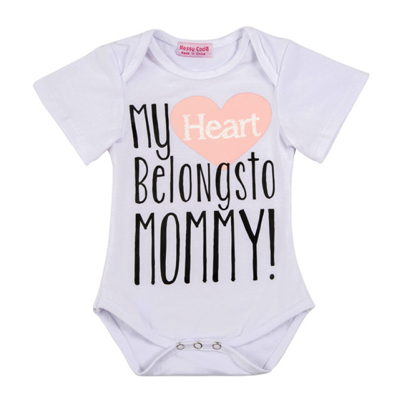 Latest 2018 summer infant clothing printed letters cotton cute baby girls rompers