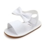 Hot sale black white leather baby shoes soft bow sandals