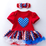 Fast delivery 4th of July headband baby girl romper dresses