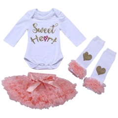Valentine's Day Girl Pink Pettiskirts With Romper Set