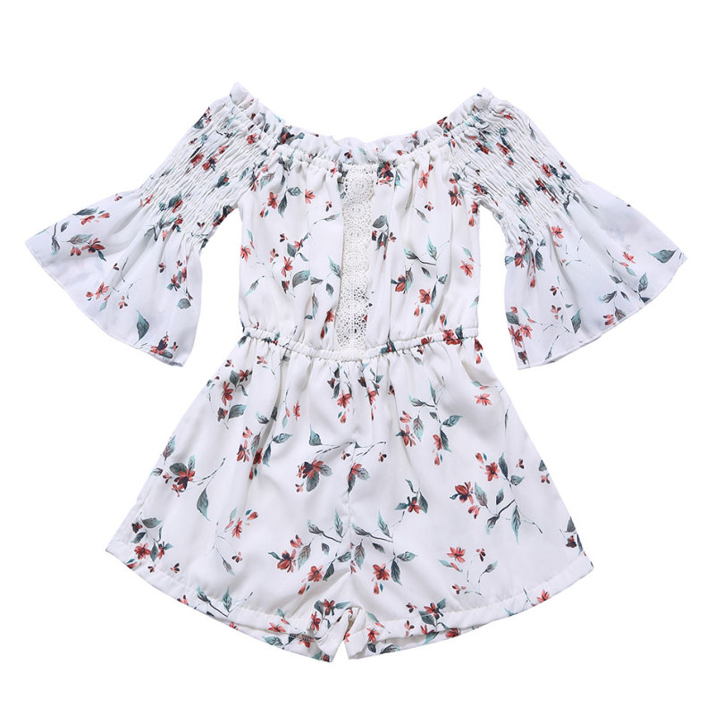 Wholesale oem fall Smocked flutter sleeves baby girl floral knit baby rompers