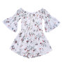 Wholesale oem fall Smocked flutter sleeves baby girl floral knit baby rompers