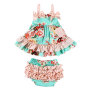 Hot Sale Adorable Baby Floral Print Swing Outfits Set For Girls