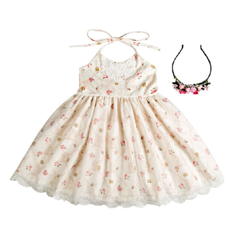 Baby Girl Kids Vintage Flower Tutu Backless Princess Dresses