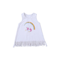 Baby girl unicorn ruffle white top sleeveless lovely tank top for girl