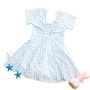 2021 factory pastel plaid front tie ruched bikini children beach wear