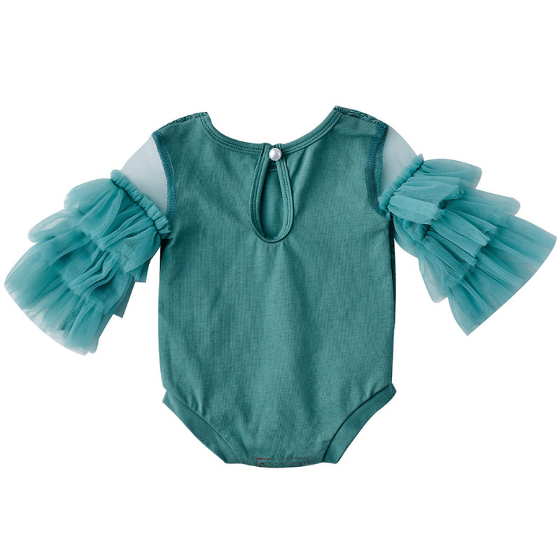 KAPU Cotton lace ruffle long sleeve baby girl photographer props