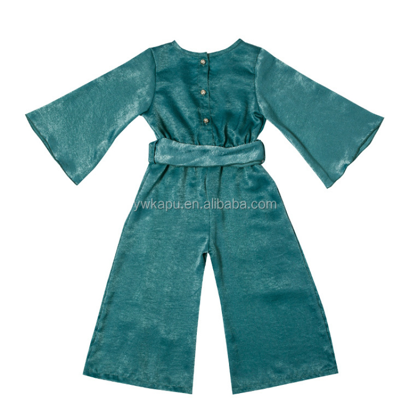 2018 Hot sale long sleeve romper jumpsuit latest design for girl with belt