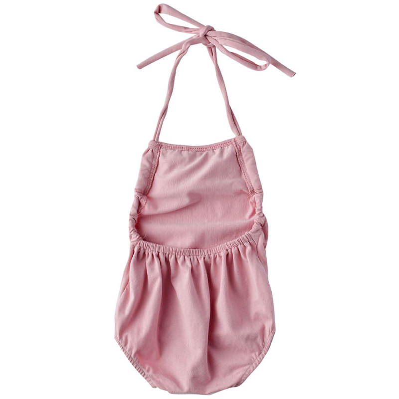 plain cotton solid color infant halter newborn baby girl rompers onesie