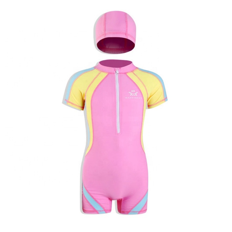 Fashion design high quality swimsuit bucket hat zipper  bodysuit swimwear