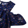 Boutique Polyester Flora Cold Off Shoulder Tassel Dress For Baby Girls