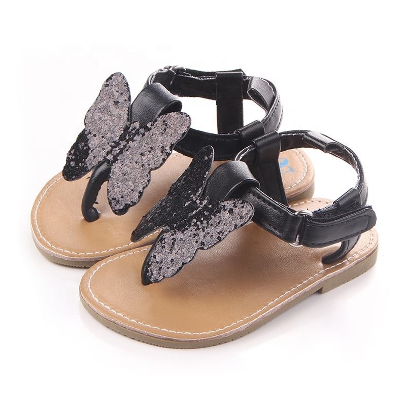 2021 latest flip flop strap sequins butterfly sandals