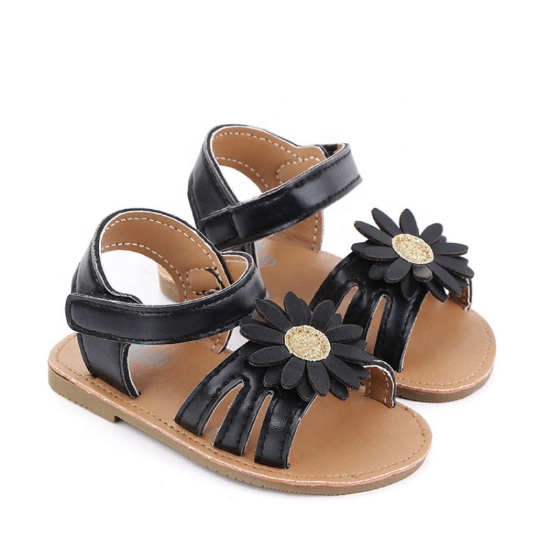 Summer new arrivals custom soft flat sole flower  new born baby shoes sandals