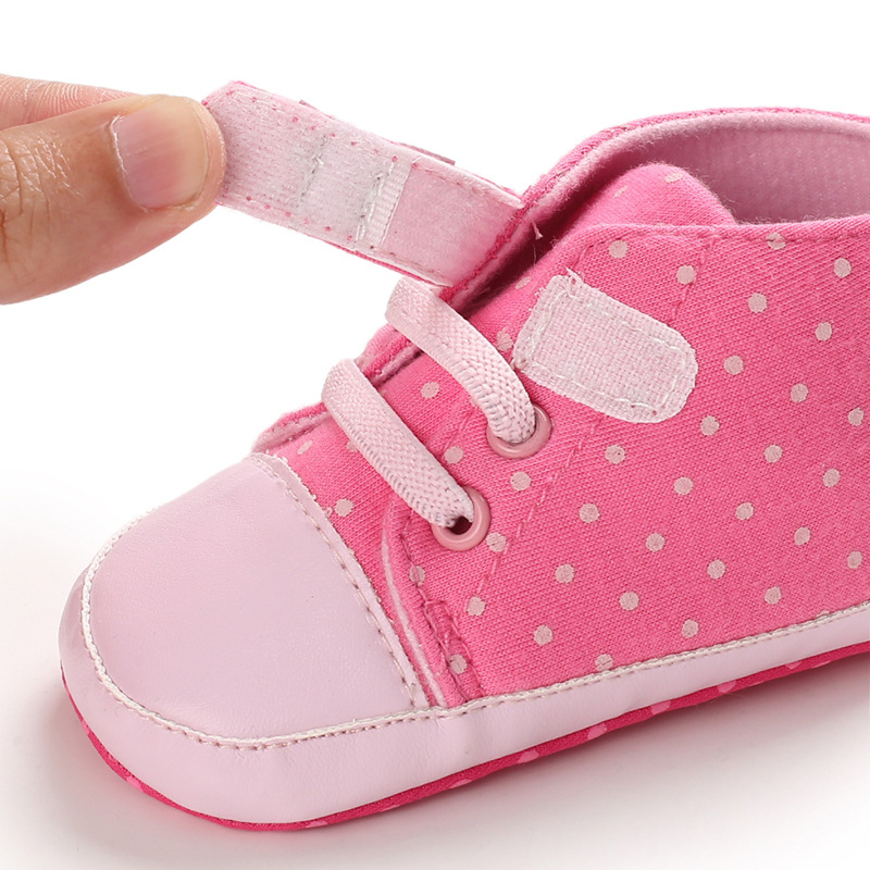 Wholesale Light Anti-Slippery White Pink Hook and Loop Canvas Shoes for Baby Girls
