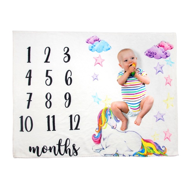KAPU Photography Thick Fleece Monthly  Milestone Wings Flower Baby blanket Blanket