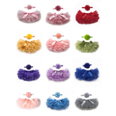Personality dark blue fluffy gauze solid color baby tutu skirts set 4th of july