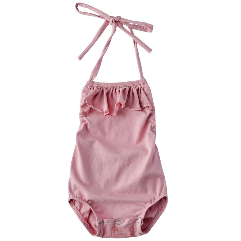 plain cotton solid color infant halter newborn baby girl rompers onesie