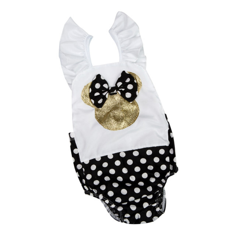 2016 New design  baby girls romper with mickey print polka dots for 0-3 years