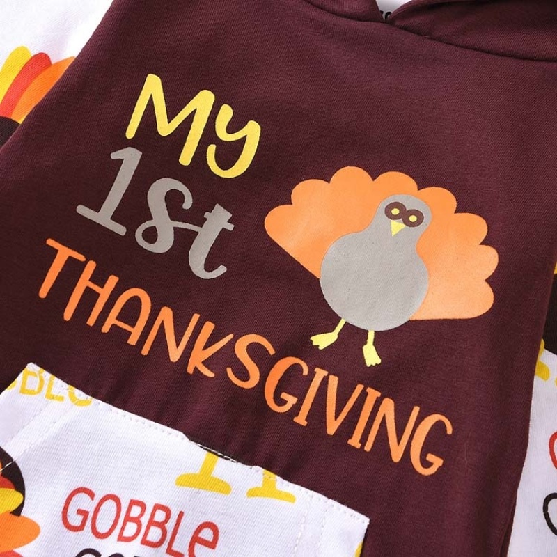2021 manufacture thanksgiving brown cute cotton organic baby jumpsuit