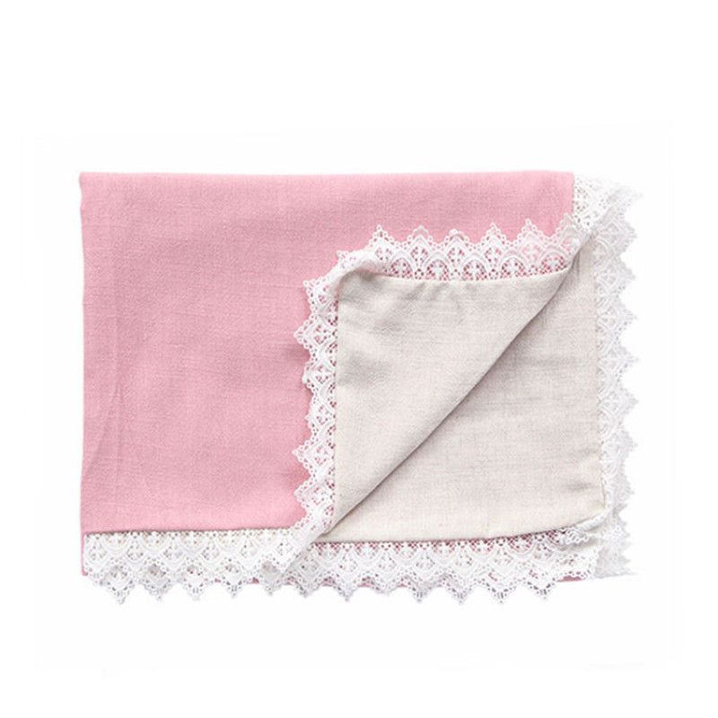 Beautiful design wholesale breathable lace cotttn linen soft baby cover swaddle blanket