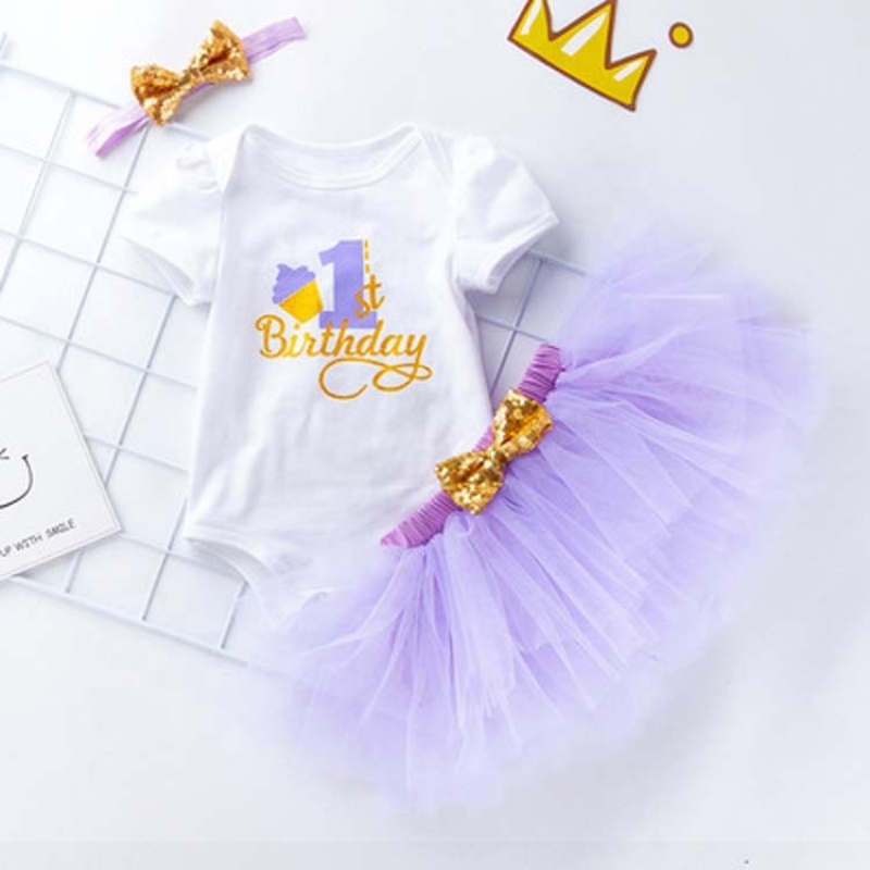 Wholesale Baby Girl Birthday Photo Shoot Romper And Tutu Skirts With Headband Set