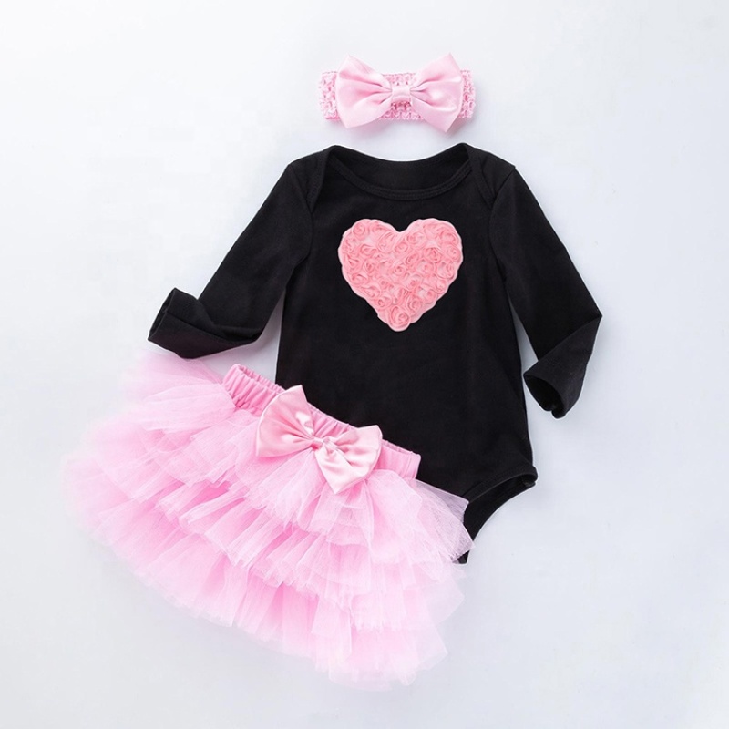 Wholesale Boutique Girl Toddler Birthday Clothing Romper Set With Tutu Skirts And Headband 