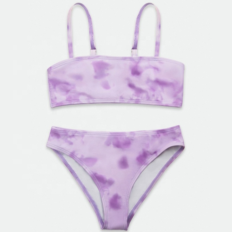 2021 cheap color changing swimwear swimsuit girls tie dye bikini set