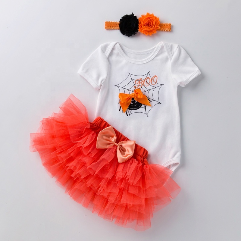 2021 halloween cartoon embroidery baby tutu skirt romper outfits
