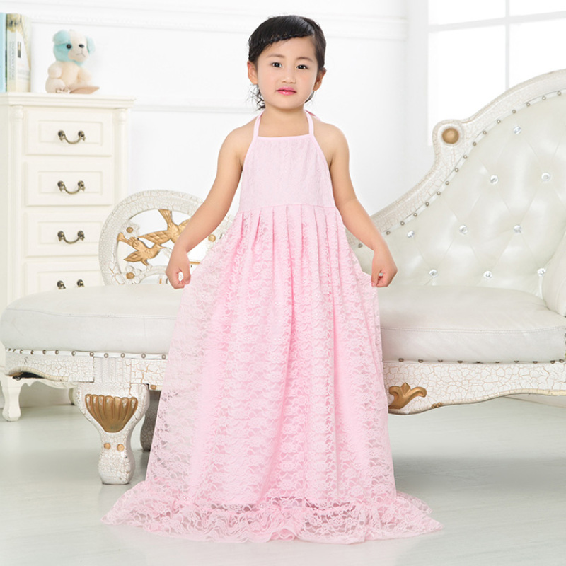 Factory Sale Long Lace Backless Flower Girl Dresses