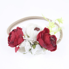 Amazon Hot Sale Nylon Handmade Baby Girl Flowers Headband
