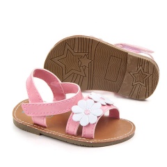 Summer pink high quality shoes flower double strap infant sandals