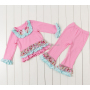 Newest Coming Fall boutique girl clothing outfits Baby Children Clothing Ruffle Clothing Set for Christmas