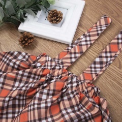 Wholesale halloween quality ruffles plaid percale cotton suspender dress