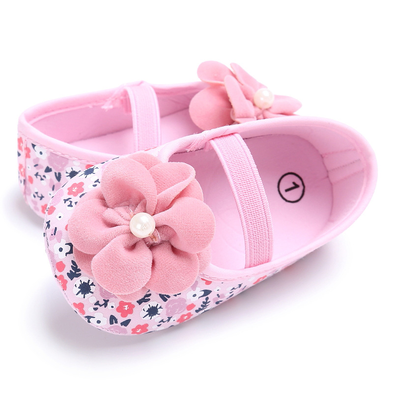 Hot Sale Boutique Cheap Flower Girls Pink Gold White Wedding Flat Shoes for Baby and Kids