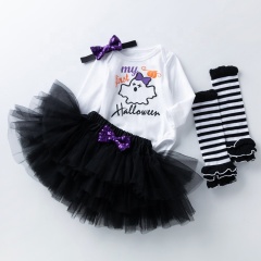 2021 fall short sleeve sequins  black tulle layered skirt baby girl dresses