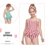 USA red green high quality striped string bikini custom kids swimwear