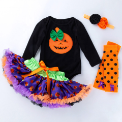 Halloween luxury 2021 girls tutus pettiskirt baby kid 1 year  4pcs boutique sets