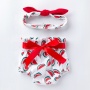 2021 korean cute cotton breathable  bow bloomer headband baby girl boutique clothing set