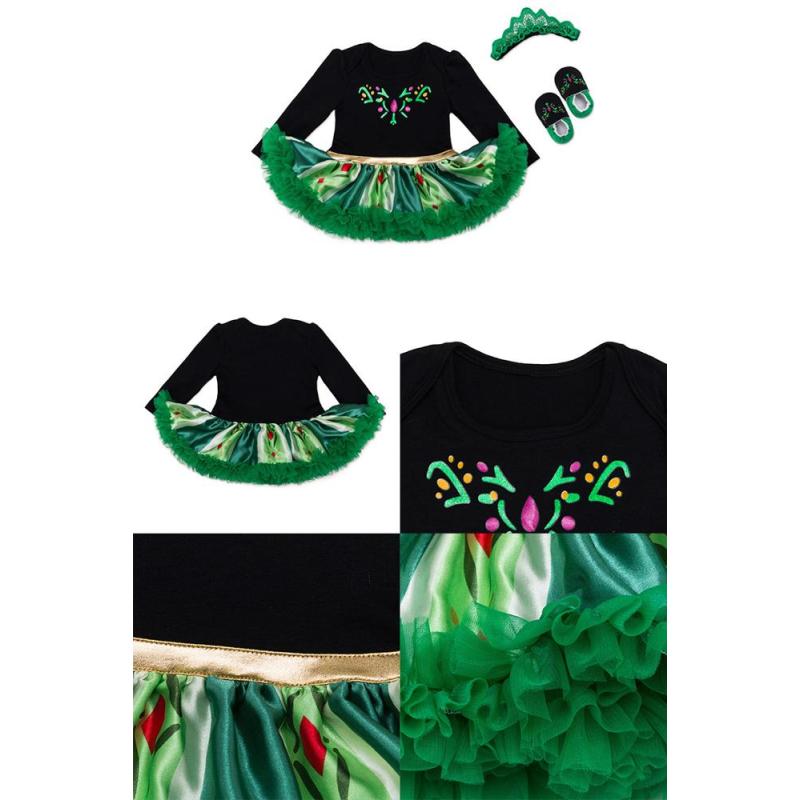 Wholesale Custom Long Sleeve Lap Shoulder Baby Girl Dress For St Patrick's Day