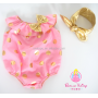 wholesale baby girls seaside bella cotton romper, with snaps closure on bottom