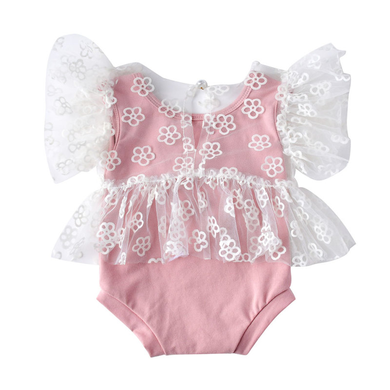 New arrival pink lace sleeves baby girl clothes  infant fall clothes