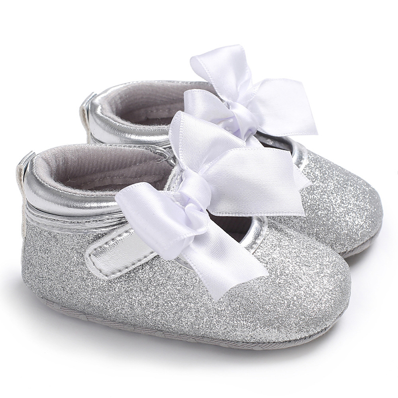 Hot Selling Korea Style Cute Bow Tie Baby Infant Hook and Loop Shoes for Girls Under 3 Years Old