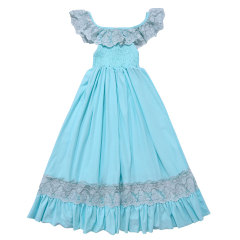 KAPU Autumn Blue cotton pink plain long chiffon slim girls cute dresses