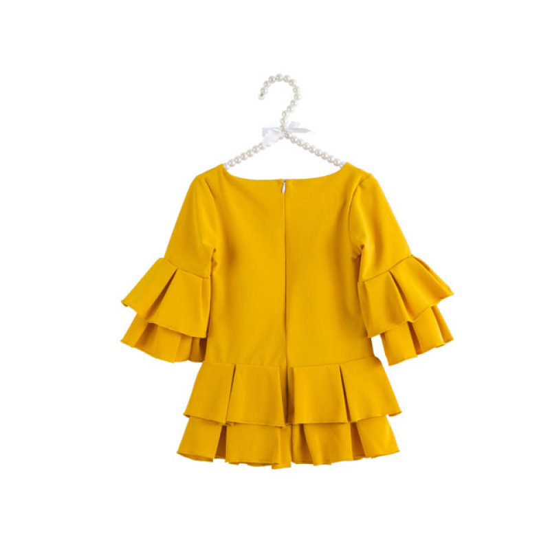 Wholesale Solid Color Long Sleeve Infant Girl Tunic Dress