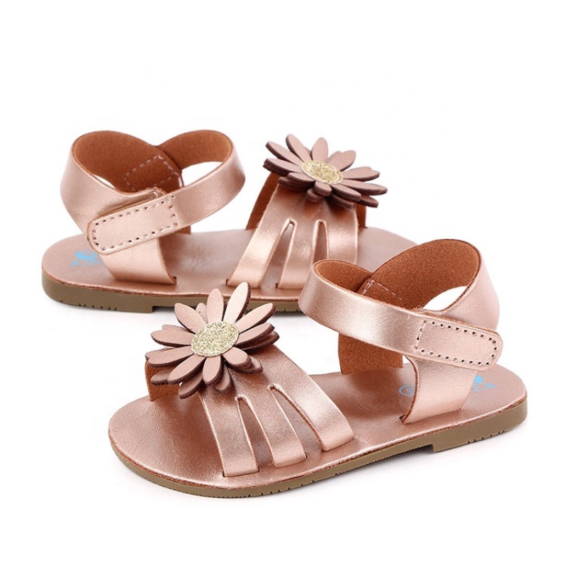 Summer new arrivals custom soft flat sole flower  new born baby shoes sandals