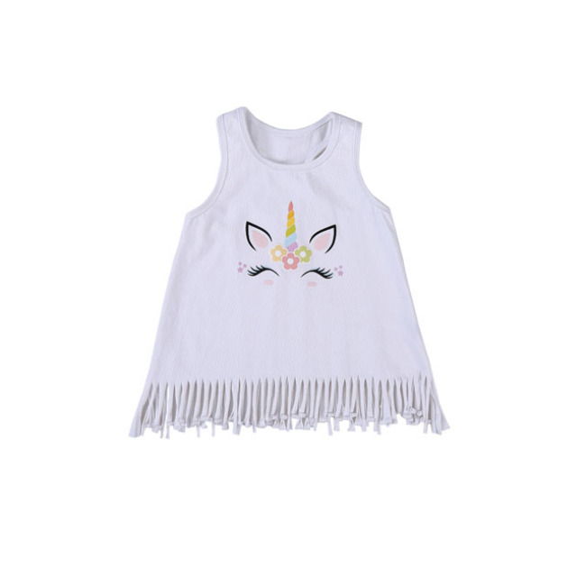 Baby girl unicorn ruffle white top sleeveless lovely tank top for girl